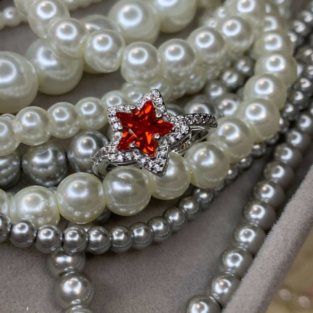 #147 Fanta orange gemstone star carat ring
